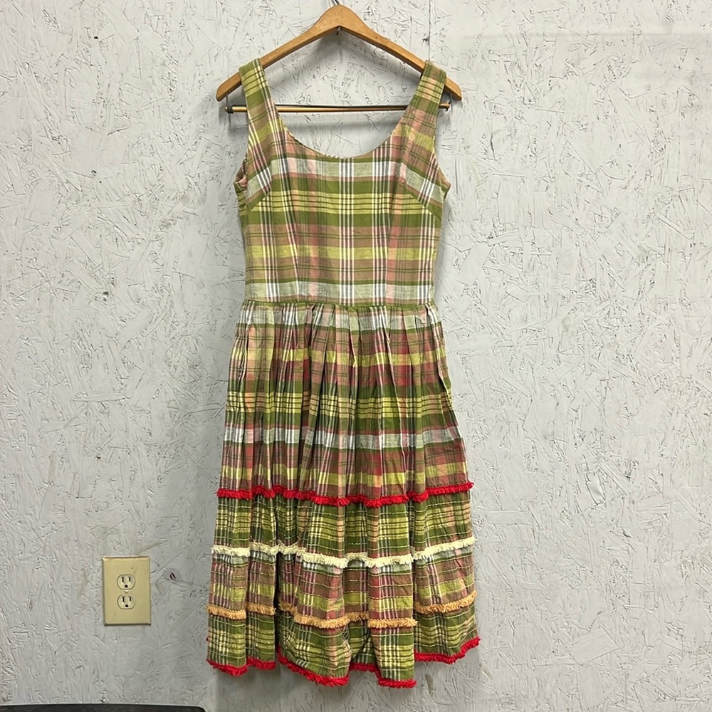 Greta Plattry Original | 50s Gold Plaid Sleeveless Sundress